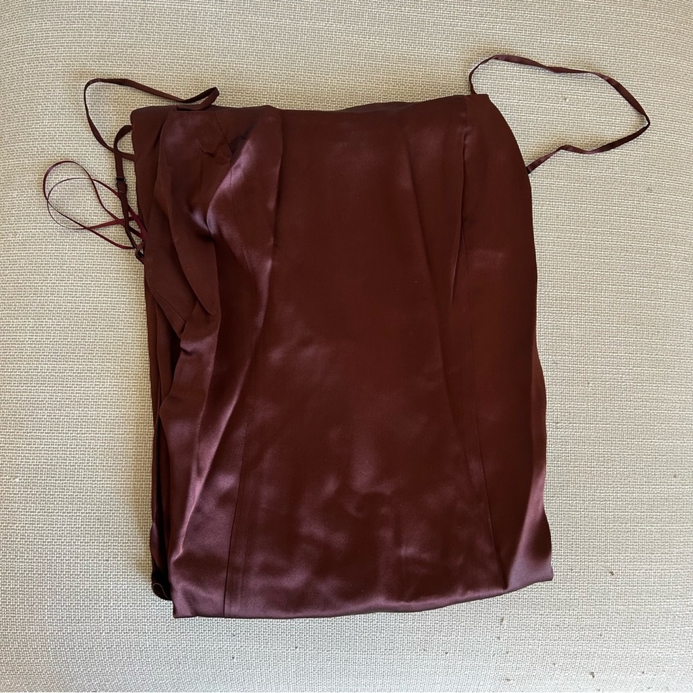 Reformation Melina Silk Maxi Dress Gown Mahogany Wine Backless Cocktail Party - Picture 4 of 9